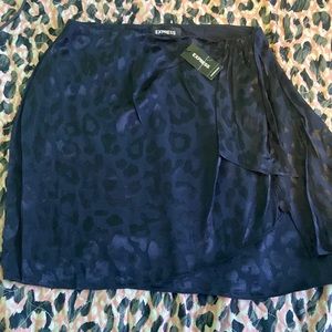Express navy blue leopard skirt